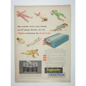 Englander Airfoam Mattress Vintage Advertisement Print Sleeping Pajamas MOD